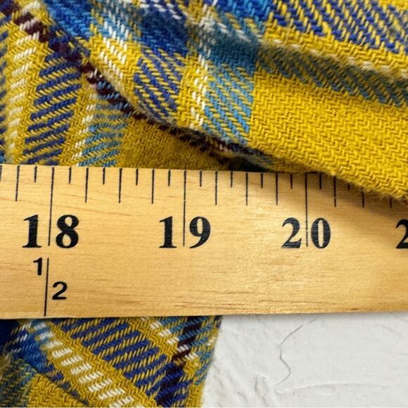 J Crew Yellow Blue Plaid Button Down Shirt Womens 6 Boy Fit Casual Flannel Fall - Picture 6 of 10